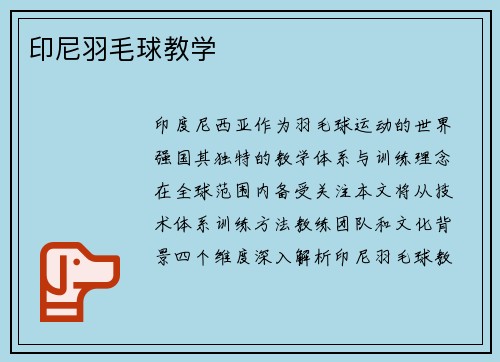 印尼羽毛球教学